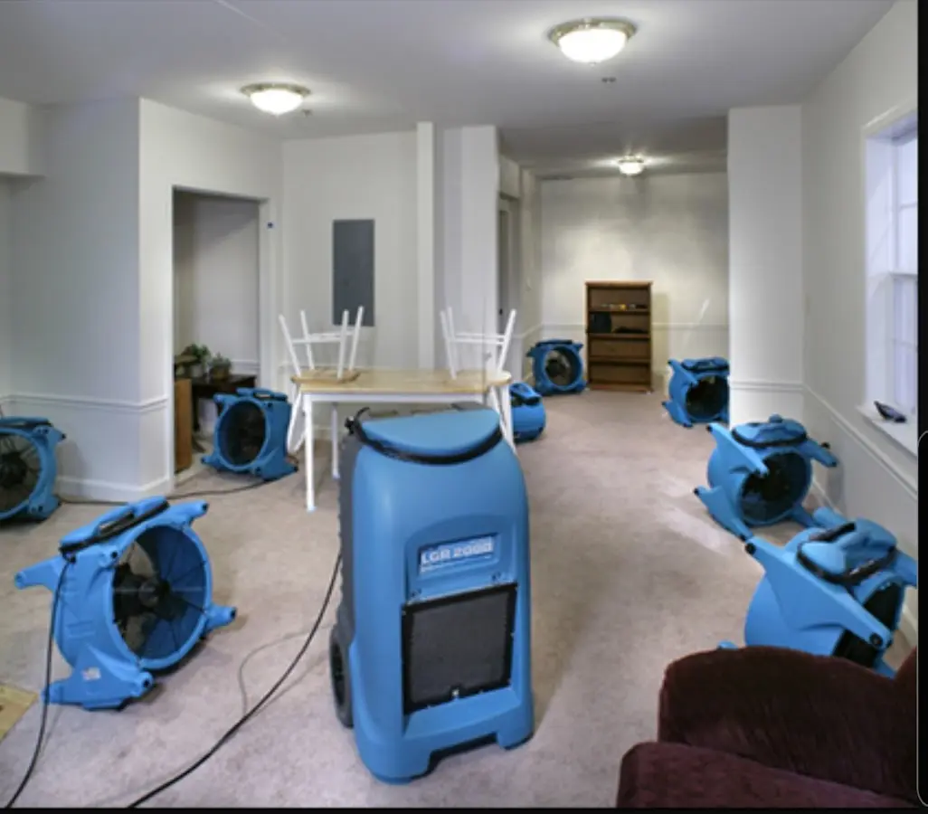 Air movers and dehumidifier setup for Water Extraction & Removal in Valley Park